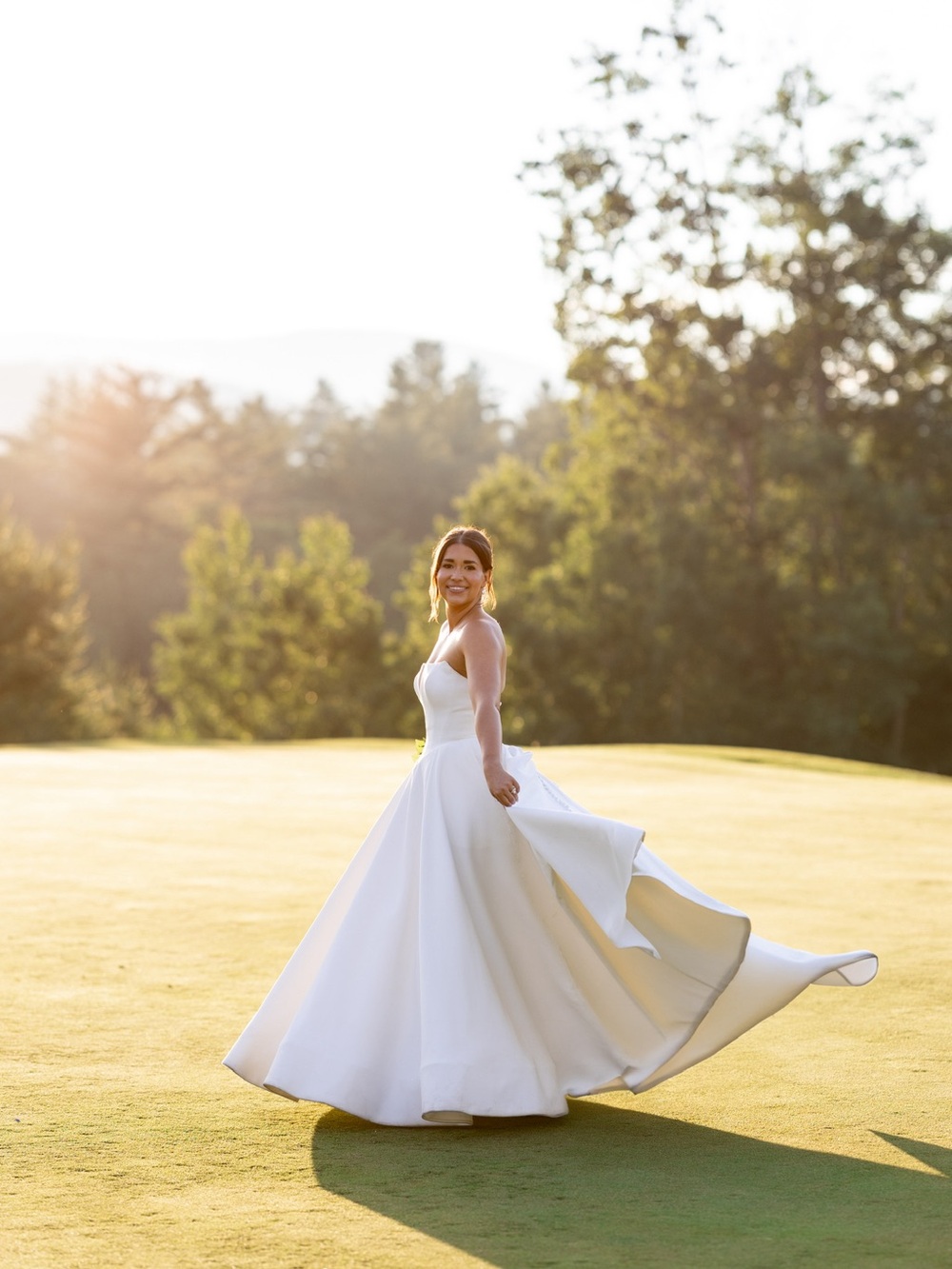 Elegant White Strapless A-Line Wedding Dress